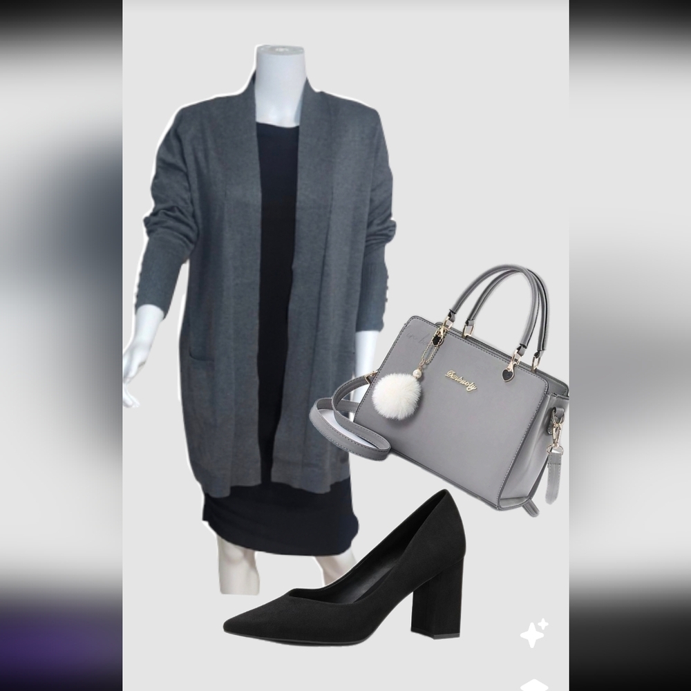 89th & Madison Charcoal Open-Front Cardigan